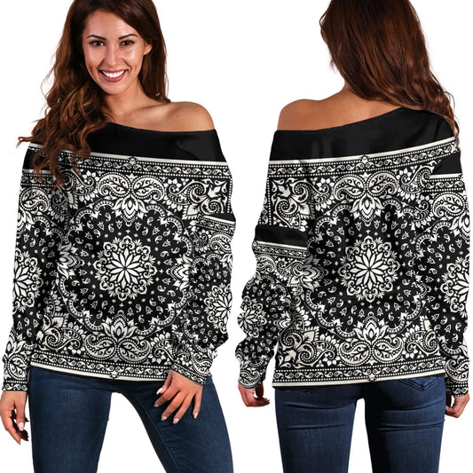 Paisley Bandana Pattern Seamless Off Shoulder Sweaters Ver.195 RLT13