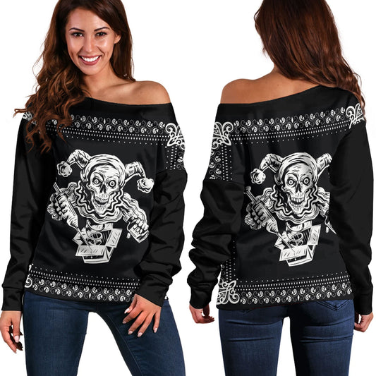 Paisley Bandana Pattern Joker Off Shoulder Sweaters RLT13
