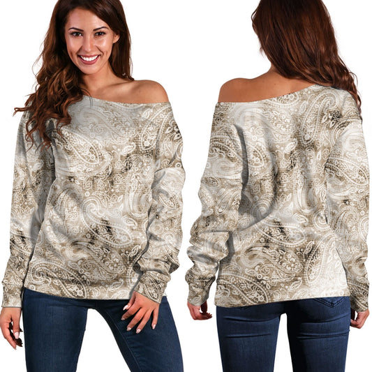 Paisley Bandana Pattern Seamless Off Shoulder Sweaters Ver.182 RLT13