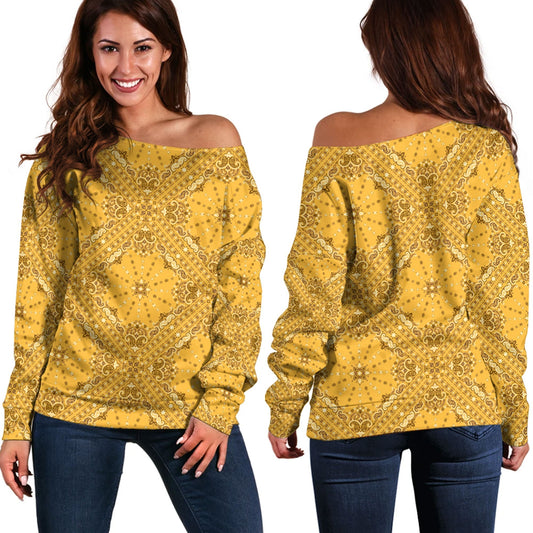 Paisley Bandana Pattern Seamless Off Shoulder Sweaters Ver.205 RLT13