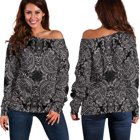 Paisley Bandana Pattern Seamless Off Shoulder Sweaters Ver.171 RLT13