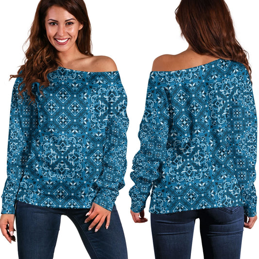 Paisley Bandana Pattern Seamless Off Shoulder Sweaters Ver.165 RLT13