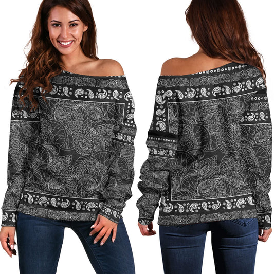Paisley Bandana Pattern Seamless Off Shoulder Sweaters Ver.141 RLT13
