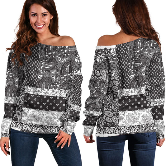 Paisley Bandana Pattern Seamless Off Shoulder Sweaters Ver.113 RLT13