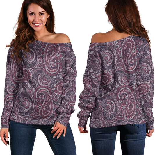Paisley Bandana Pattern Seamless Off Shoulder Sweaters Ver.135 RLT13