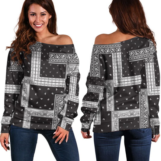 Paisley Bandana Pattern Seamless Off Shoulder Sweaters Ver.137 RLT13