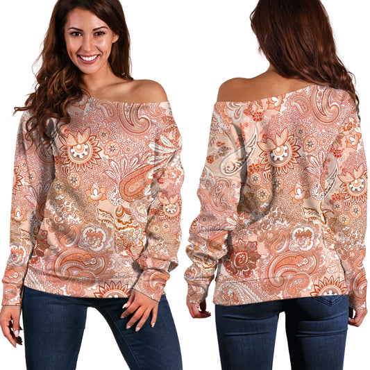 Paisley Bandana Pattern Seamless Off Shoulder Sweaters Ver.139 RLT13