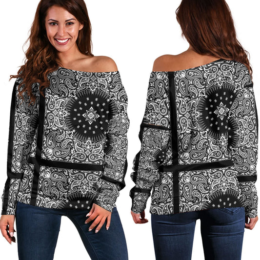 Paisley Bandana Pattern Seamless Off Shoulder Sweaters Ver.156 RLT13