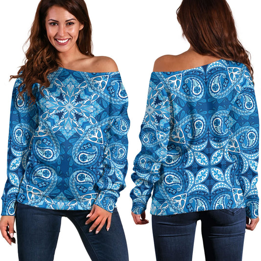 Paisley Bandana Pattern Seamless Off Shoulder Sweaters Ver.132 RLT13