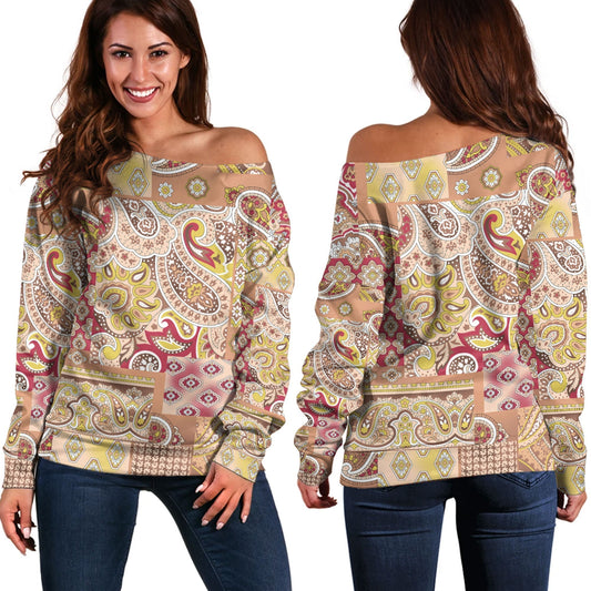 Paisley Bandana Pattern Seamless Off Shoulder Sweaters Ver.188 RLT13