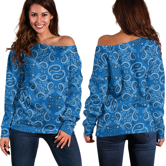 Paisley Bandana Pattern Seamless Off Shoulder Sweaters Ver.148 RLT13