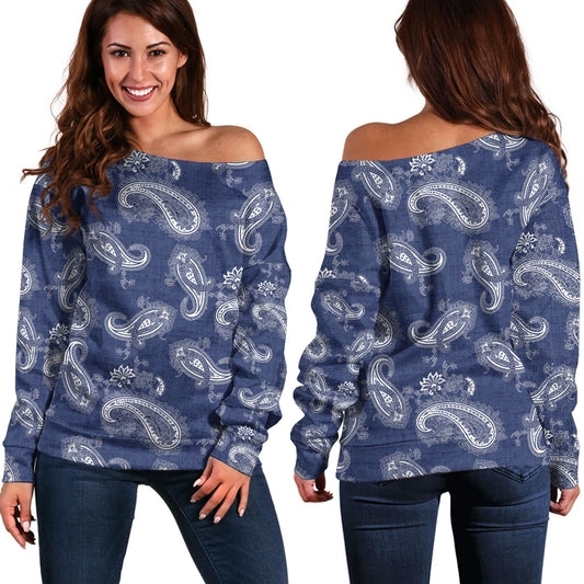 Paisley Bandana Pattern Seamless Off Shoulder Sweaters Ver.161 RLT13