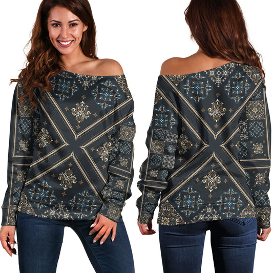 Paisley Bandana Pattern Seamless Off Shoulder Sweaters Ver.174 RLT13