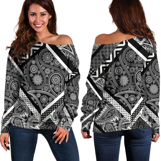 Paisley Bandana Pattern Seamless Off Shoulder Sweaters Ver.138 RLT13