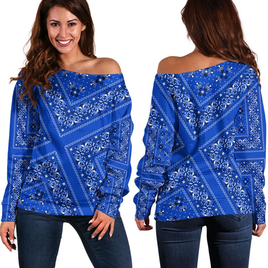 Paisley Bandana Pattern Seamless Off Shoulder Sweaters Ver.180 RLT13