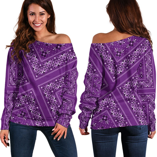 Paisley Bandana Pattern Seamless Off Shoulder Sweaters Ver.136 RLT13