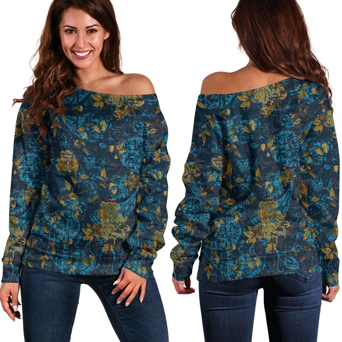 Paisley Bandana Pattern Seamless Off Shoulder Sweaters Ver.100 RLT13