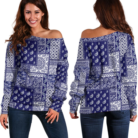Paisley Bandana Pattern Seamless Off Shoulder Sweaters Ver.128 RLT13