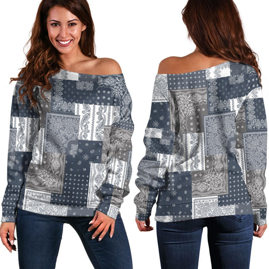 Paisley Bandana Pattern Seamless Off Shoulder Sweaters Ver.119 RLT13