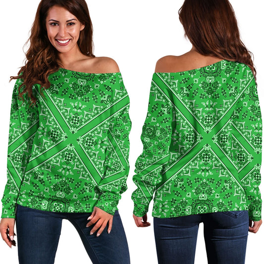 Paisley Bandana Pattern Seamless Off Shoulder Sweaters Ver.110 RLT13