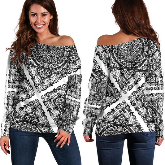 Paisley Bandana Pattern Seamless Off Shoulder Sweaters Ver.145 RLT13