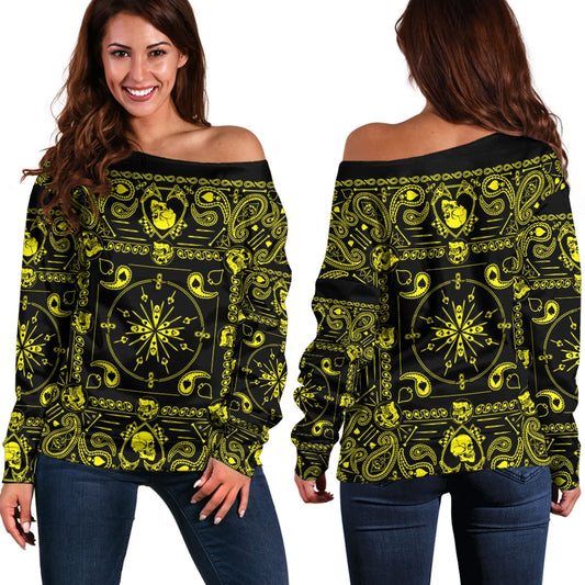 Paisley Bandana Pattern Seamless Off Shoulder Sweaters Ver.127 RLT13