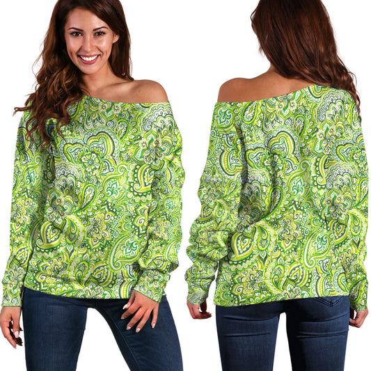 Paisley Bandana Pattern Seamless Off Shoulder Sweaters Ver.142 RLT13