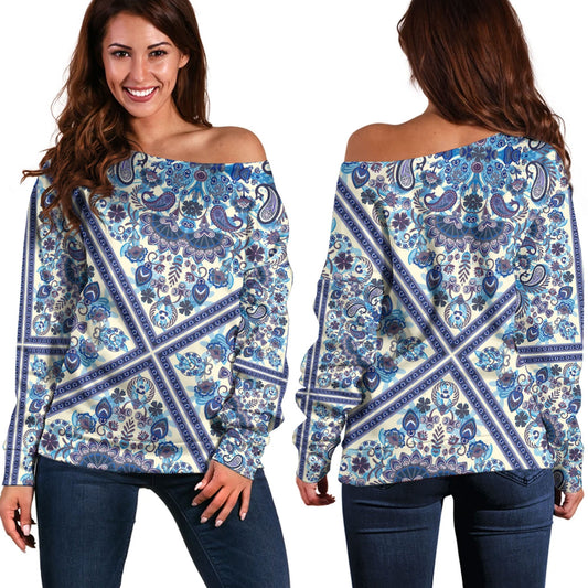 Paisley Bandana Pattern Seamless Off Shoulder Sweaters Ver.126 RLT13