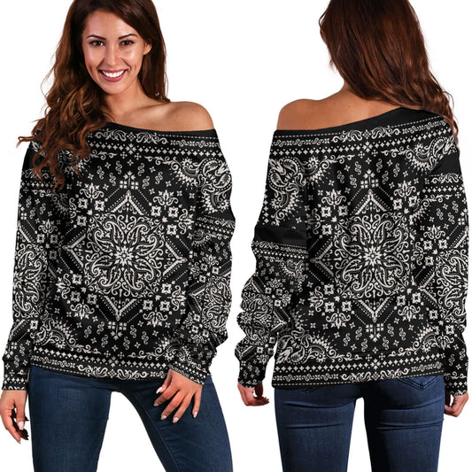 Paisley Bandana Pattern Seamless Off Shoulder Sweaters Ver.07 RLT13