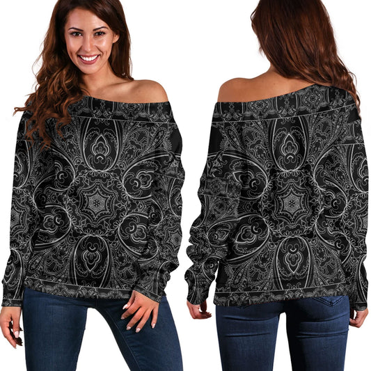 Paisley Bandana Pattern Seamless Off Shoulder Sweaters Ver.147 RLT13
