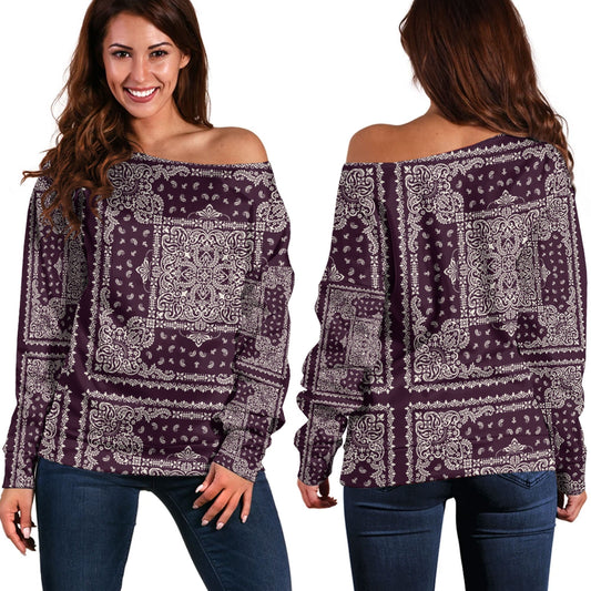 Paisley Bandana Pattern Seamless Off Shoulder Sweaters Ver.120 RLT13