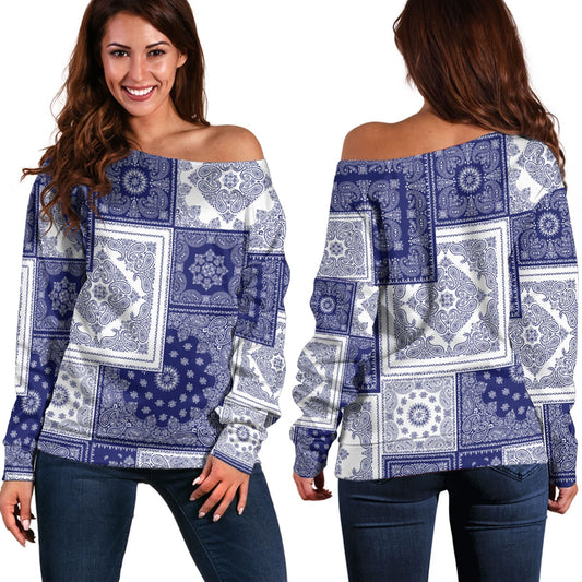 Paisley Bandana Pattern Seamless Off Shoulder Sweaters Ver.157 RLT13