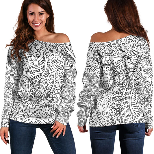 Paisley Bandana Pattern Seamless Off Shoulder Sweaters Ver.18 RLT13