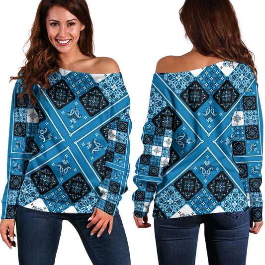 Paisley Bandana Pattern Seamless Off Shoulder Sweaters Ver.09 RLT13