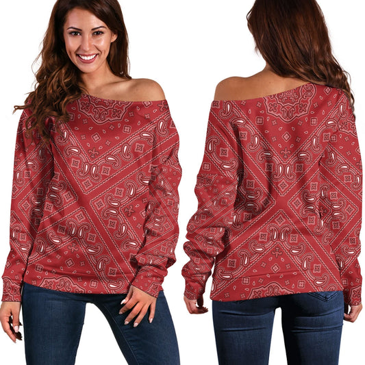 Paisley Bandana Pattern Seamless Off Shoulder Sweaters Ver.17 RLT13