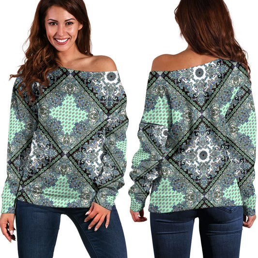 Paisley Bandana Pattern Seamless Off Shoulder Sweaters Ver.13 RLT13