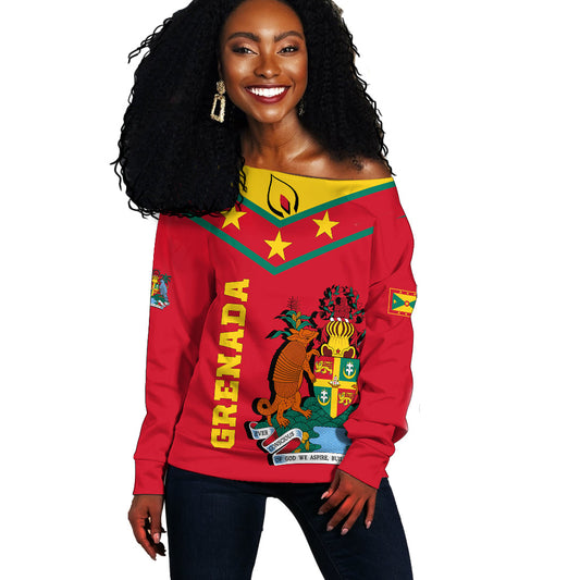 Grenada Women Off Shoulder Sweater - Proud Grenadian LT12