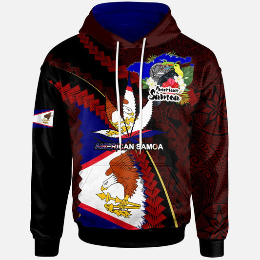 American Samoa Hoodie American Samoa Independence Day With State Flag And Marijuana Leaf Polynesian Style LT10