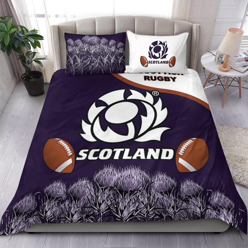Scotland Rugby Union Bedding Set Thistle Flower Purple Original LT20