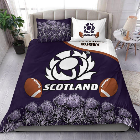 Scotland Rugby Union Bedding Set Thistle Flower Purple Original LT20
