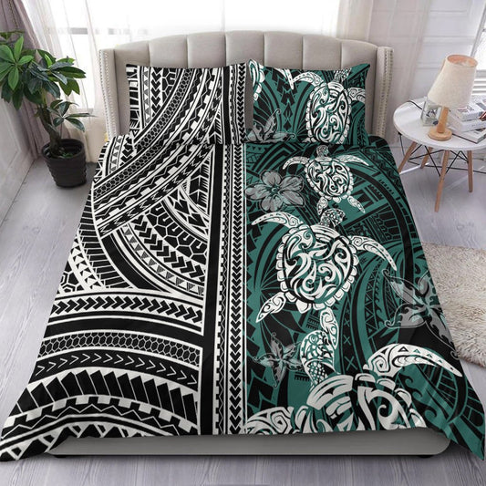 Polynesian Bedding Set Turtle With Ethnic Motives and Floral Elements LT20