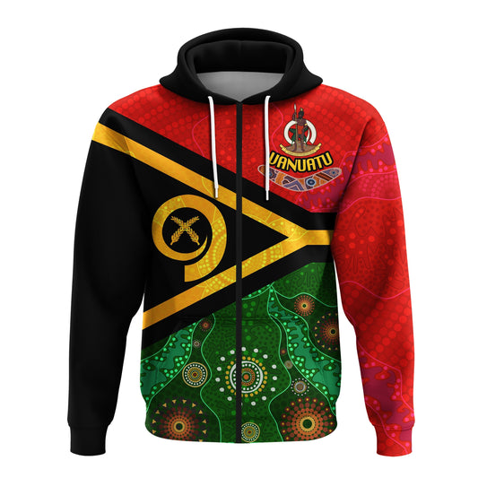 Custom Vanuatu With Aboriginal Patterns Zip up Hoodie LT20