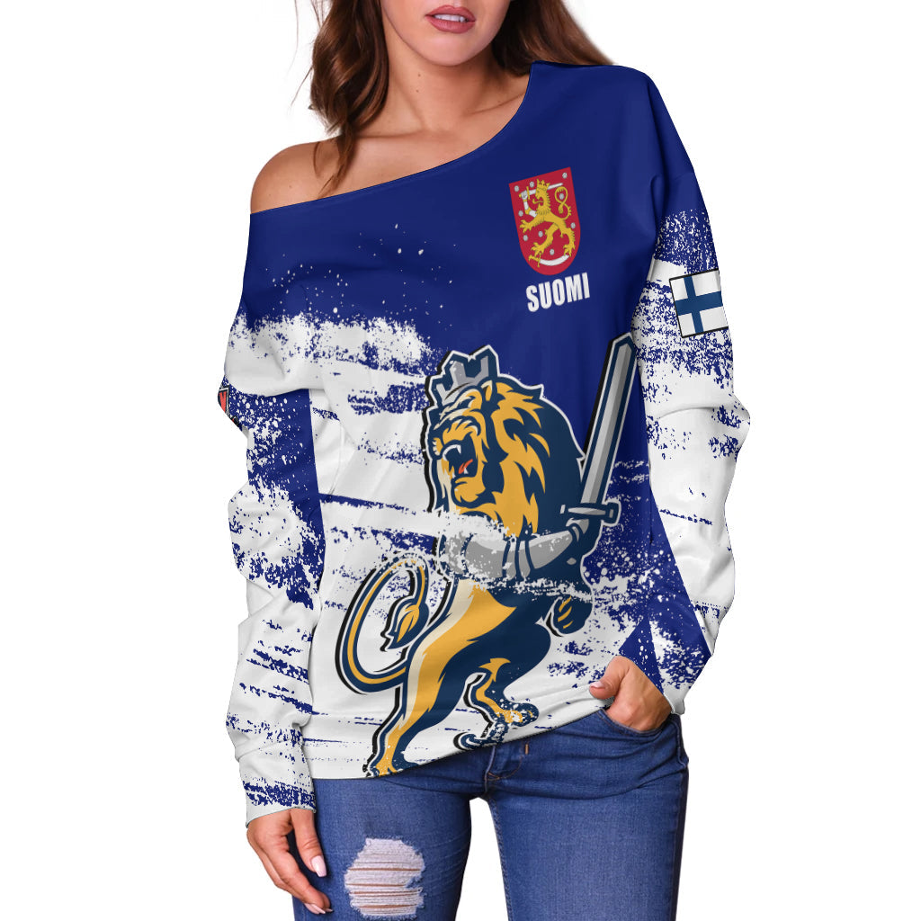 ( Custom Personalised) Finland Suomi Leijonat Hockey Women Off Shoulder Sweater - LT2