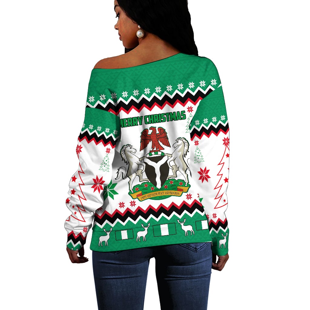 Nigeria Christmas Off Shoulder Sweater African Pattern LT13
