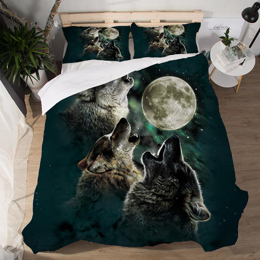 Native American Howling Wolves Under Moonlight Bedding Set LT10