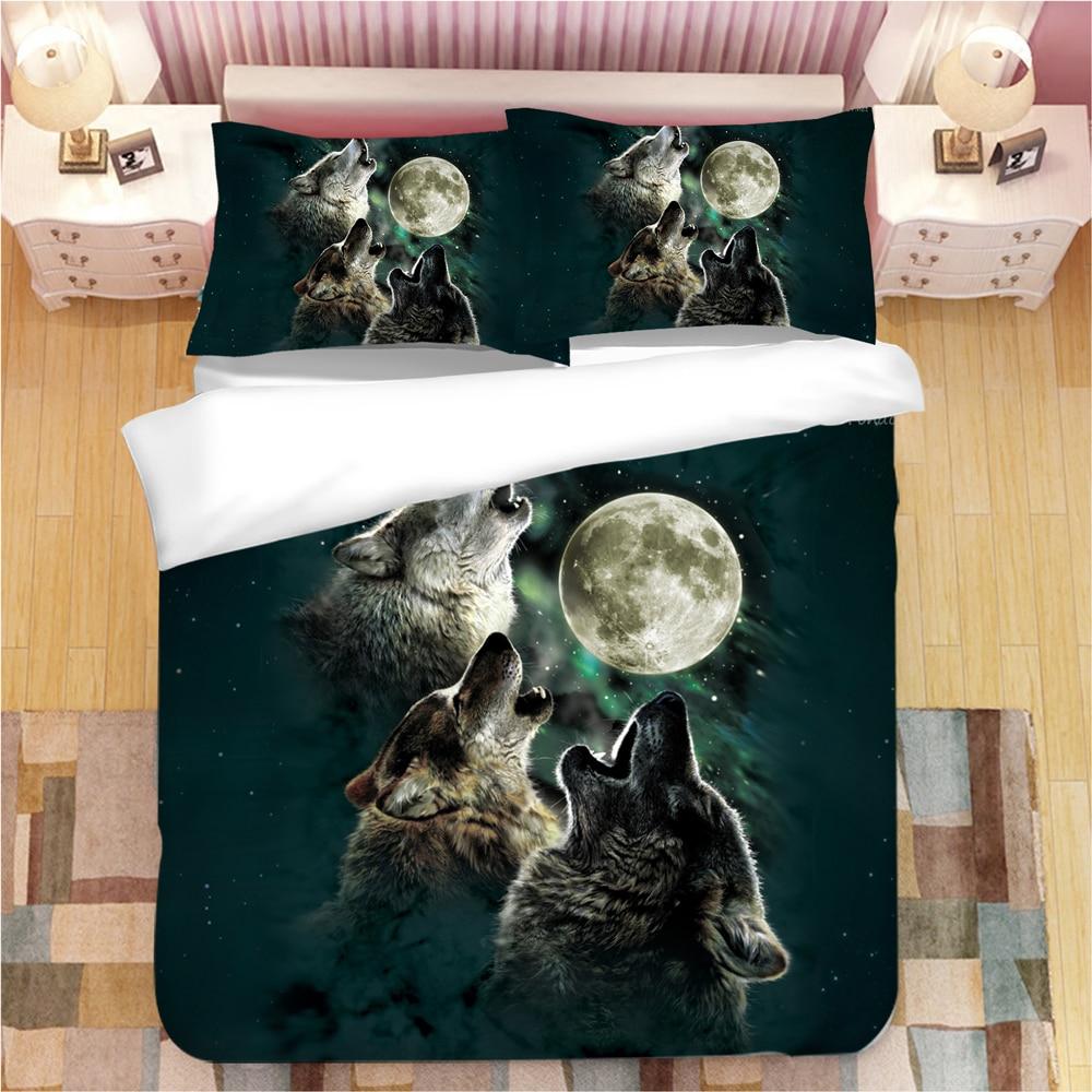 Native American Howling Wolves Under Moonlight Bedding Set LT10