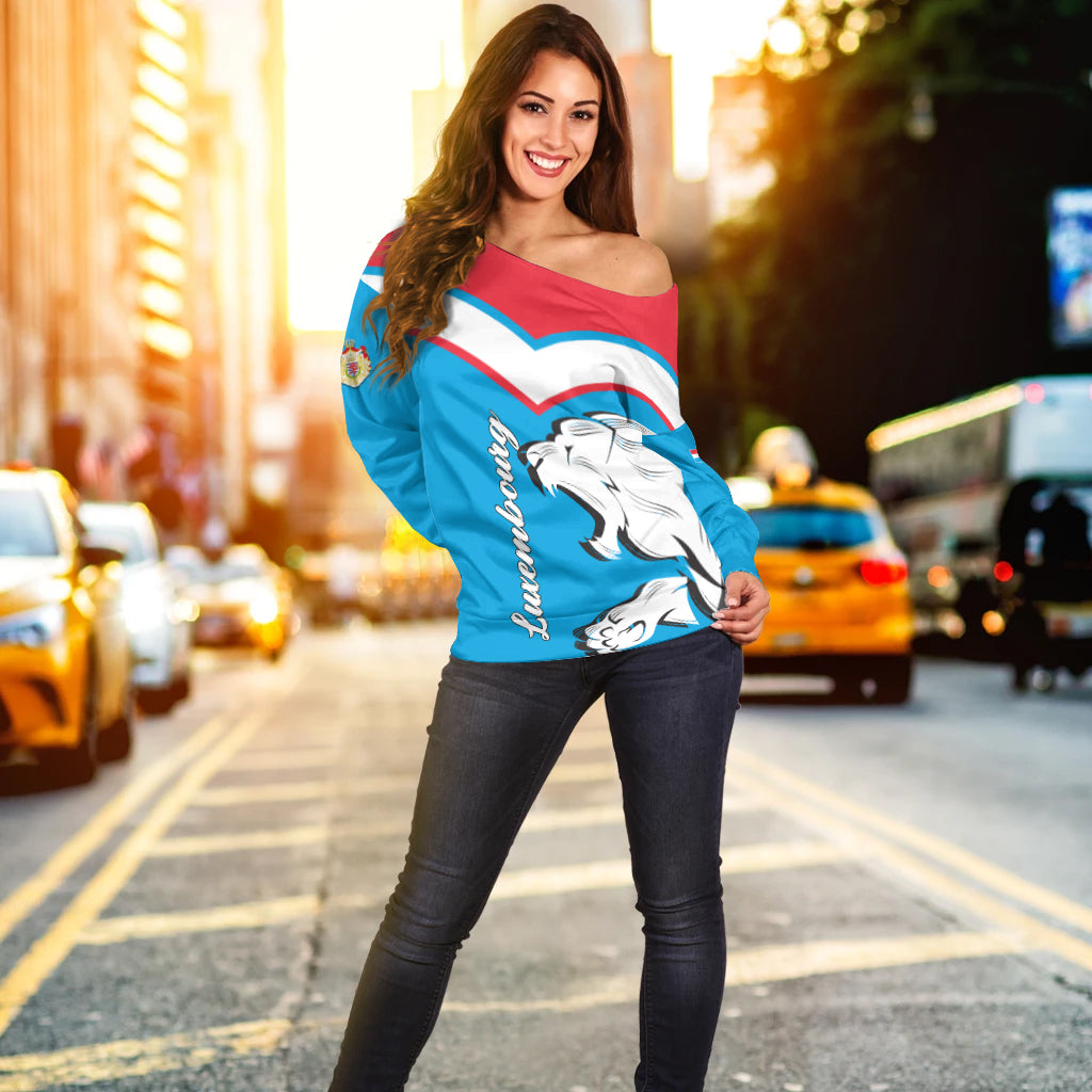 Luxembourg Women Off Shoulder Sweater - Lion Legends LT12