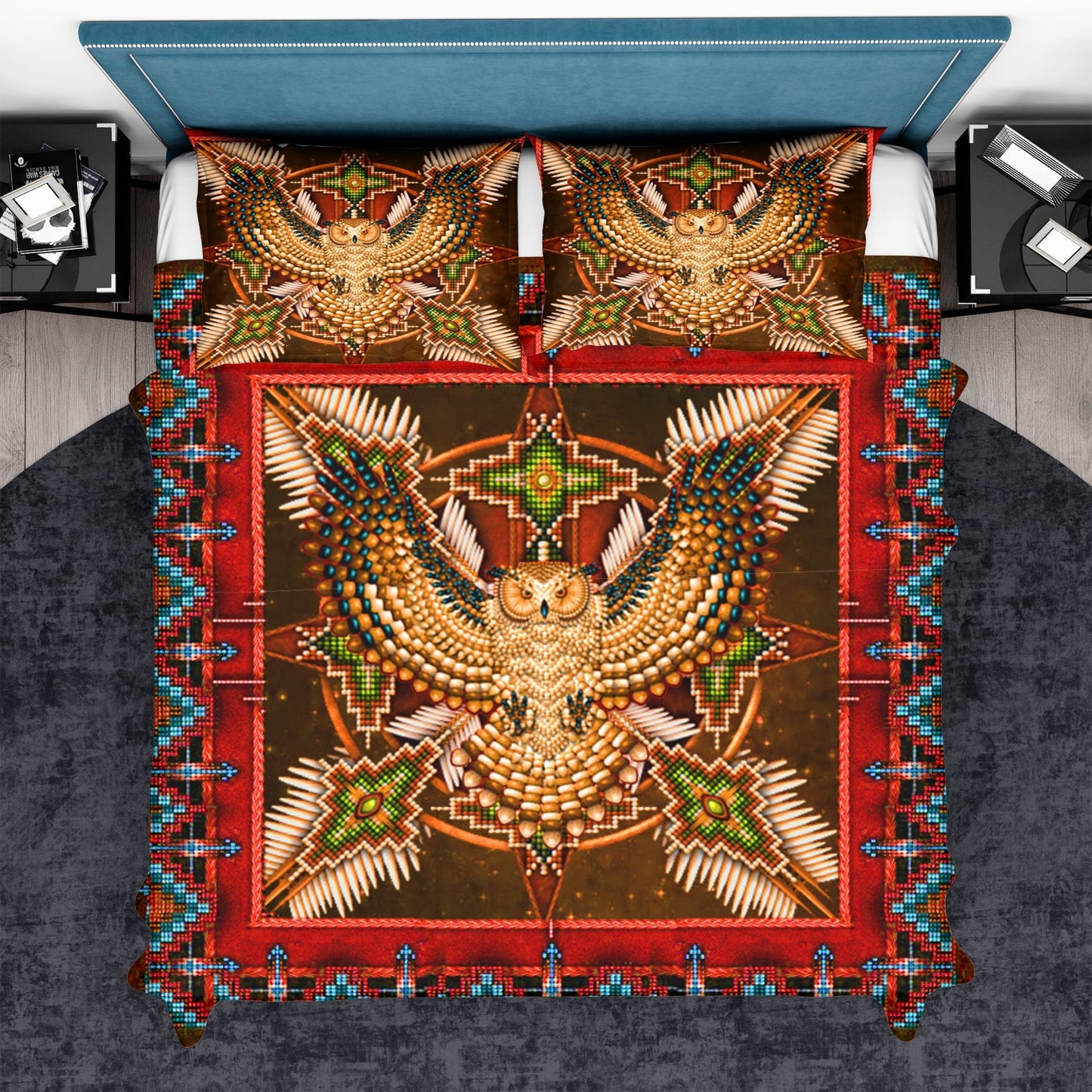 Red Mandala Thunderbird Native American Native American Bedding Set LT10