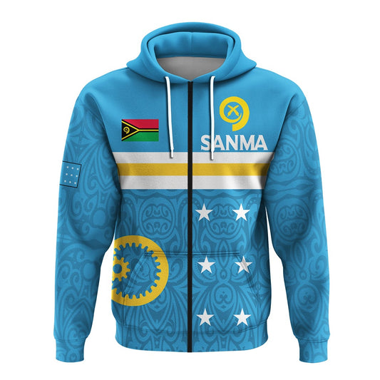Custom Vanuatu Sanma Province Zip Up Hoodie Flag Style LT12