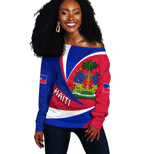 Haiti Off Shoulder Sweater Style Color Flag LT13